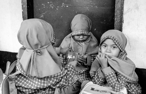 Three girls at school (Kuta Lombok)